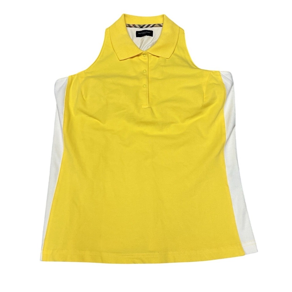 Vintage Burberry Golf Sleeveless Polo Top Yellow Racerback Tennis